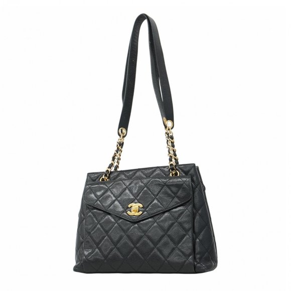 CHANEL Handbags - CHANEL Black Caviar Leather Tote Bag
